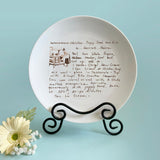 Round Plate/Platter Customized with Handwritten Recipe
