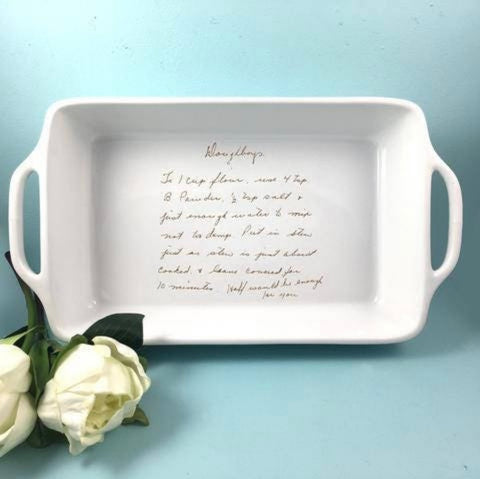 Small Casserole Baking Dish Customized with Handwritten Recipe