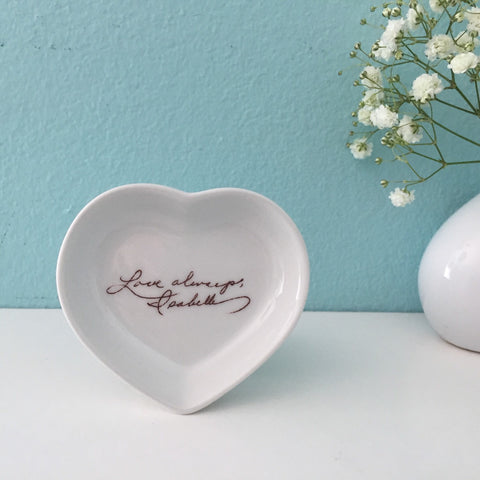 Jewelry Dish Heart Shaped Customized with Handwriting