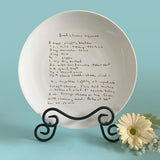 Round Plate/Platter Customized with Handwritten Recipe