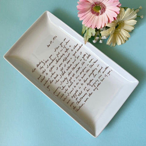 Custom Handwriting Rectangle plate tray for recipe or love letter