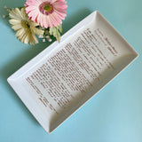 Custom Handwriting Rectangle plate tray for recipe or love letter