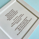 Custom Wedding Couple Dresser tray Love Song Lyrics