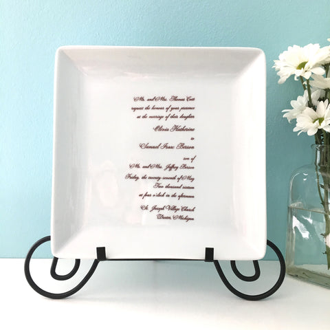 Square Plate Platter Customized with Wedding Invitation