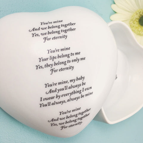Heart Shaped Keepsake Box Customized with Wedding Song Lyrics