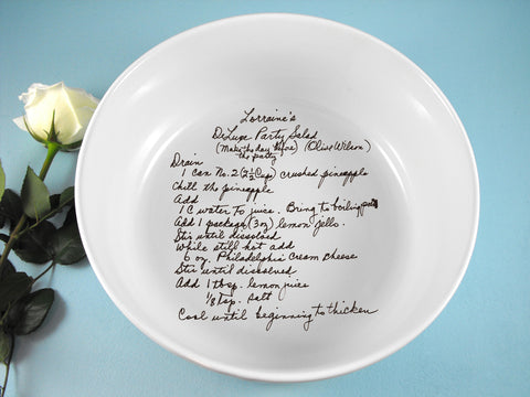Large Bowl Customized with Handwritten Recipe