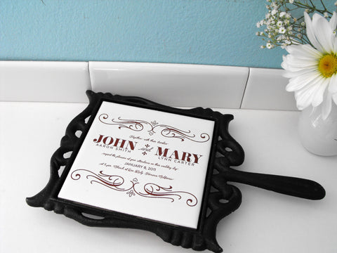 Trivet Customized with Handwriting or Couples Names